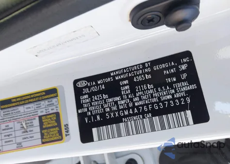 2015 Kia Optima Lx из США, поврежденный, VIN 5XXGM4A76FG373329